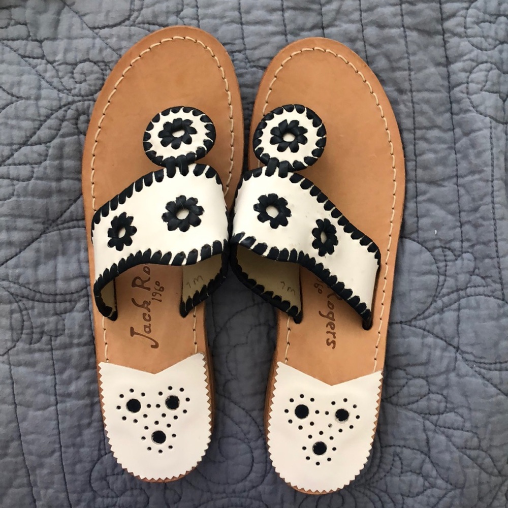 Navy and White Women’s Size 7 Jack Rogers Sandals